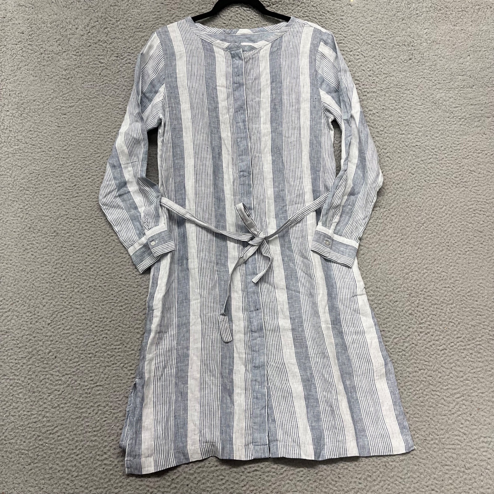 Haven Well Within Dress Womens S Blue Striped Line Shirt Belted Nautical Coastal