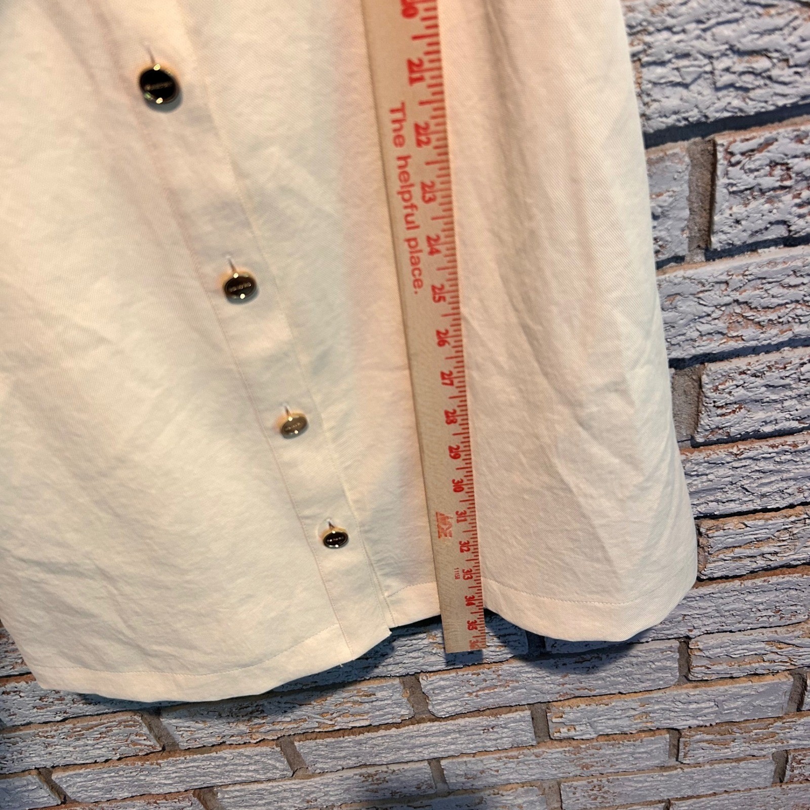 Sandro Paris Smocked Waist Button Down Shirt Dress Cream SFPRO03597 Size 38 F
