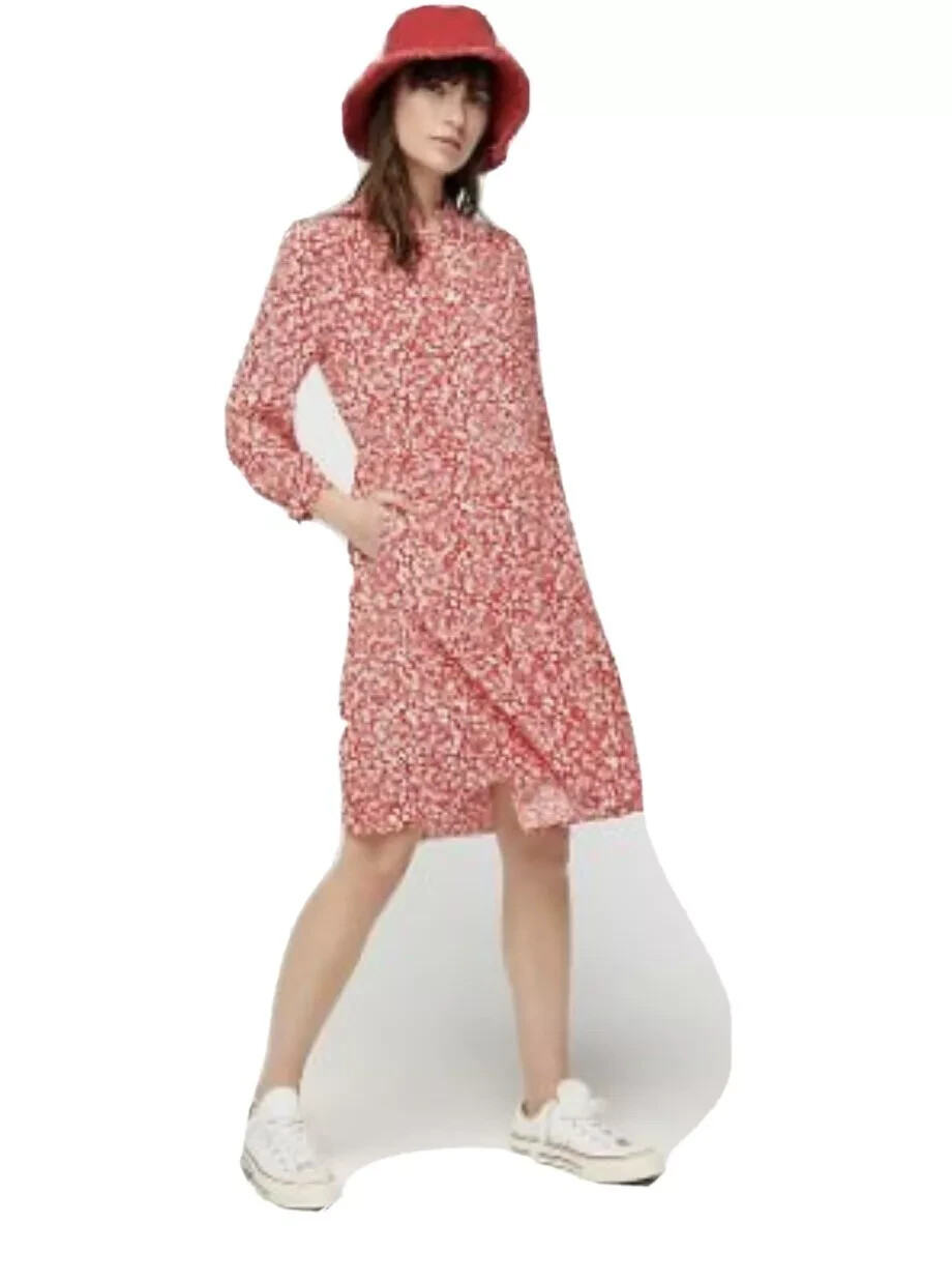 J.CREW Women’s Shirtdress in tossed bouquet print Size XXS AD085 Natural Red