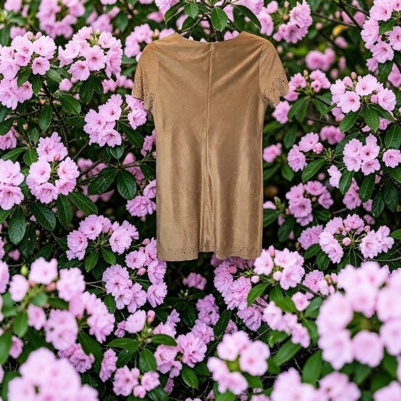 Short Sleeve Faux Suede Shift Dress
