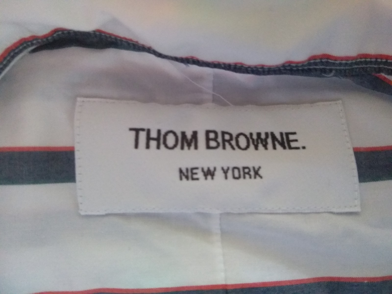 New Thom Browne White Blue Red Broadcloth Thigh Length Cotton Dress TB1 Small