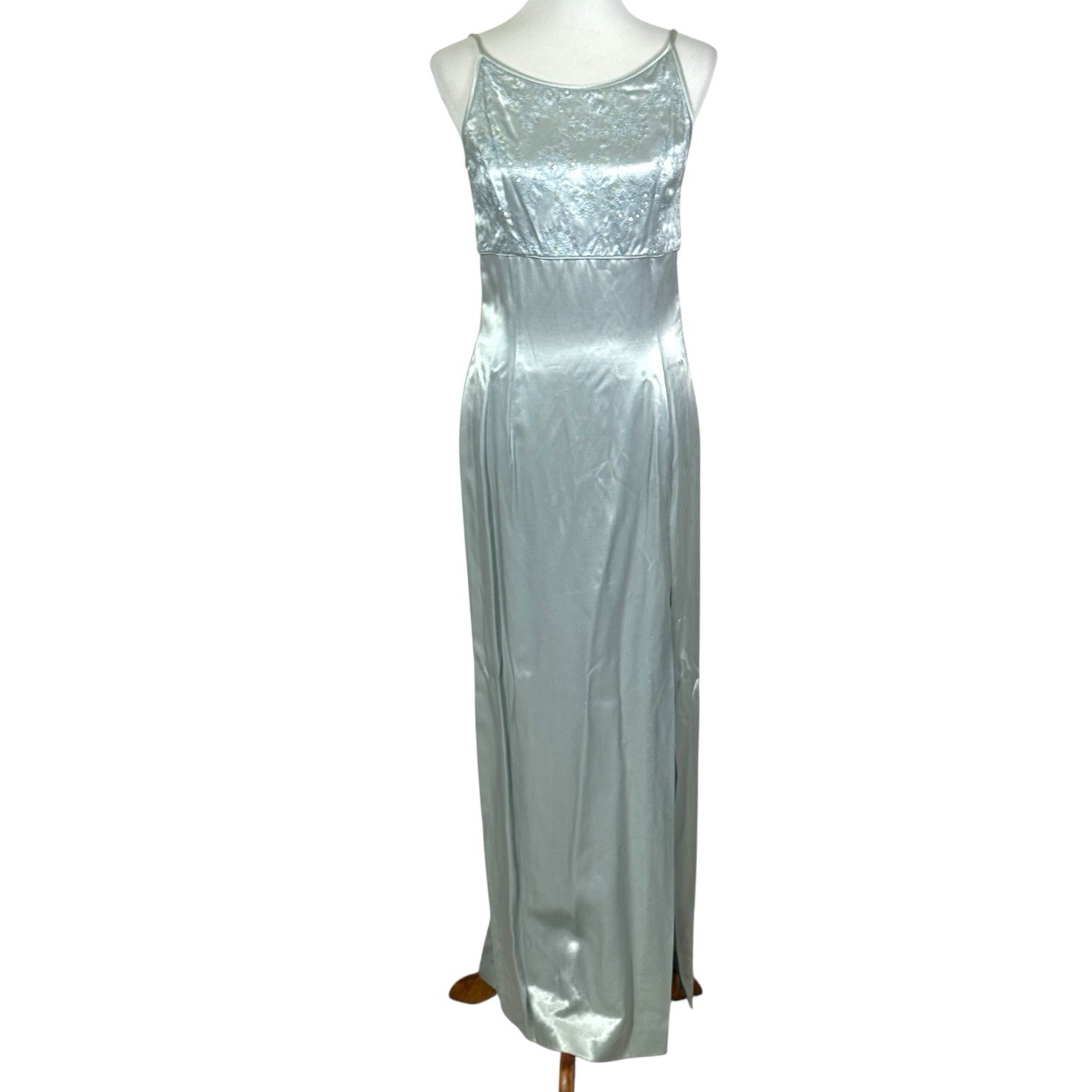 Jessica McClintock Gunne Sax Y2K Dress Juniors 11/12 Lt. Blue Formal Satin Prom