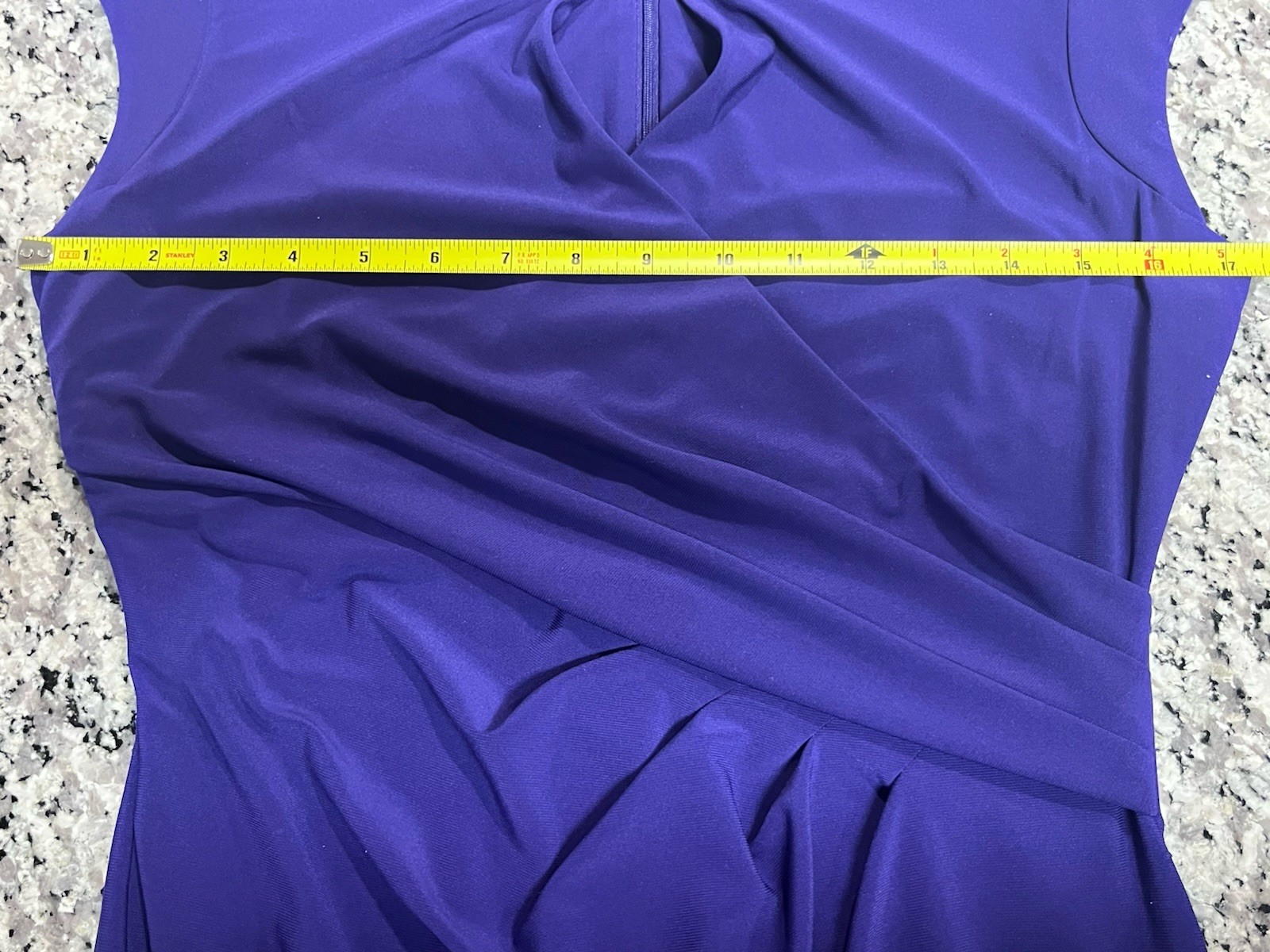 Lauren Ralph Lauren Size 4 Purple Ruched Stretch Dress Faux Wrap Career Church