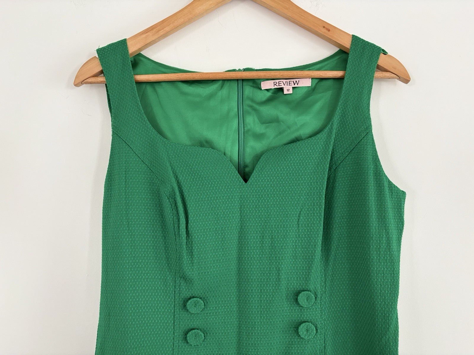 Review Size 12 Womens Deep Green Sweetheart Neckline Pencil Dress