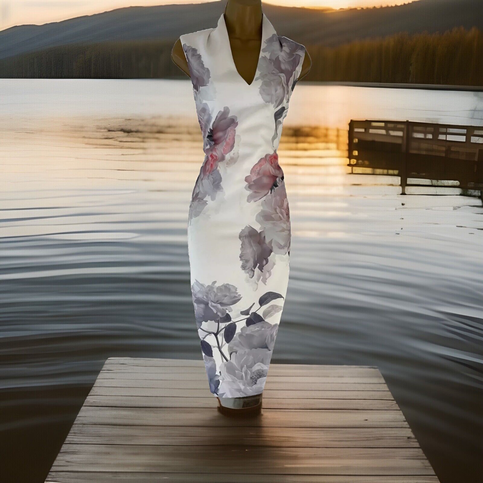 TED BAKER MARAH FLORAL BODYCON SCUBA DRESS TB SIZE 4 (UK 14) US 10 (EUR 42)