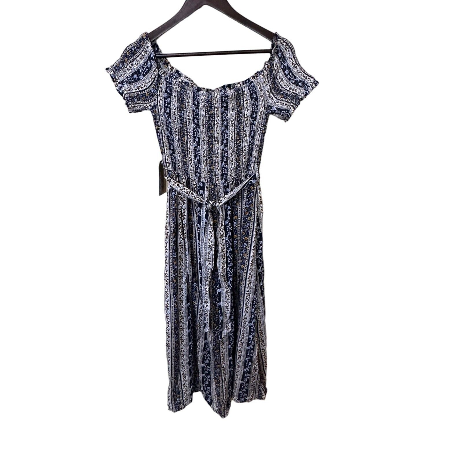 Justify Juniors Floral Hi-Low Boho Dress Size Large Off-Shoulder Button Front