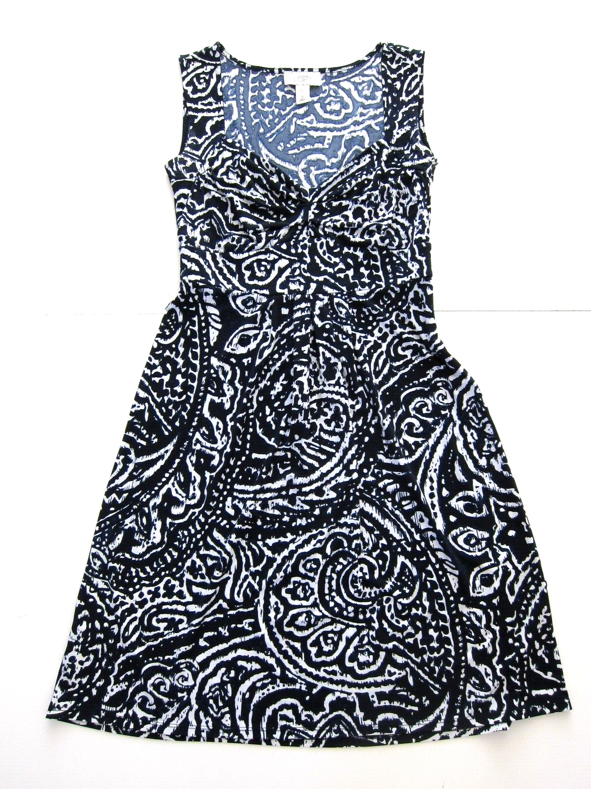 Ann Taylor Loft Blue White Floral Sleeveless Empire Sheath Shift Tank Dress 0