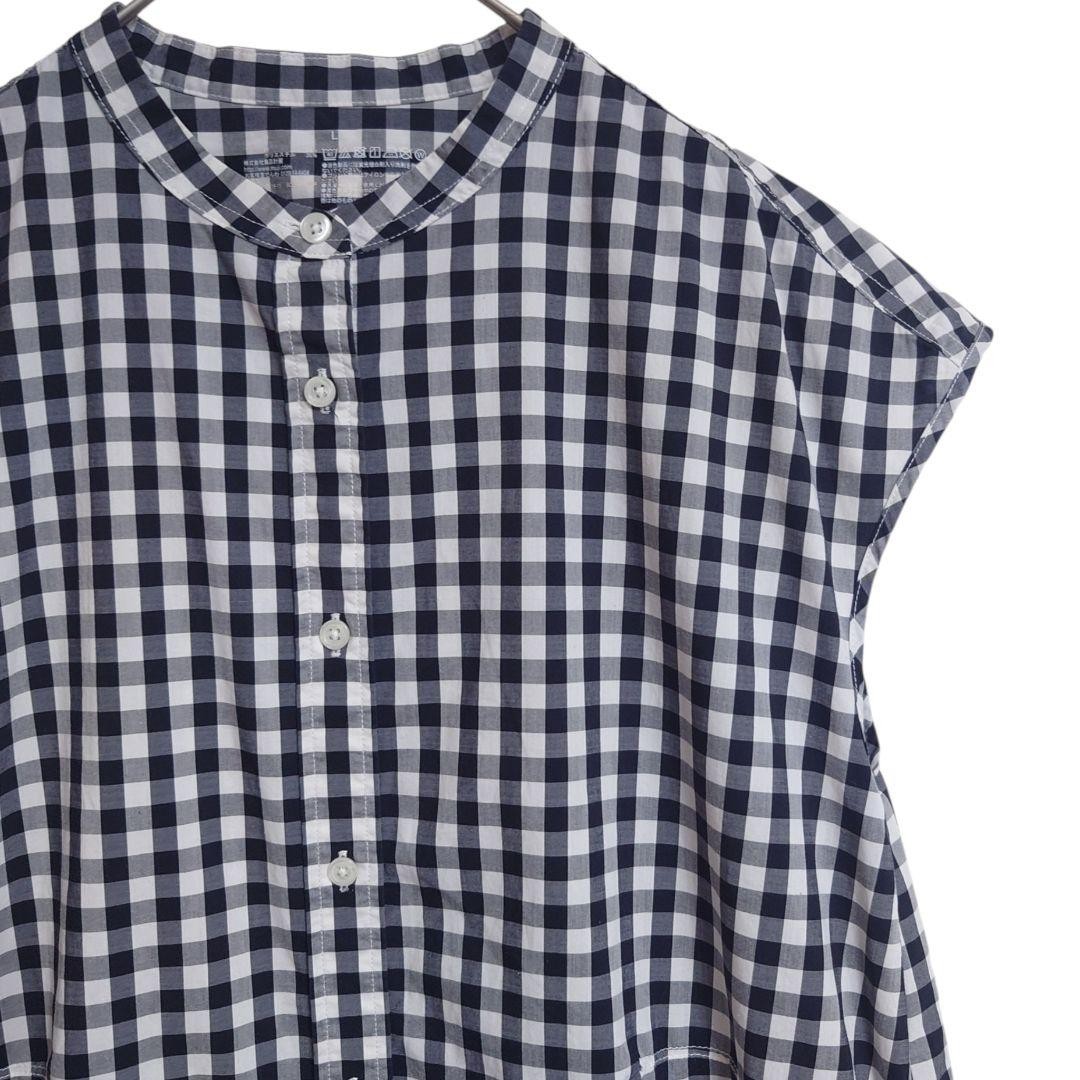 MUJI Gingham Check Dress L Black White A Line with Pockets