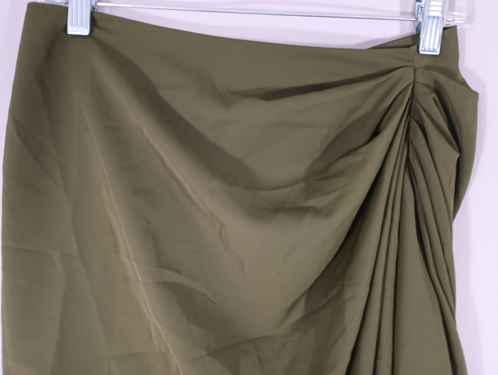 Shein Bae NEW Medium Dress Olive Green Ruched Cinch Side Elegant FAST Shipping