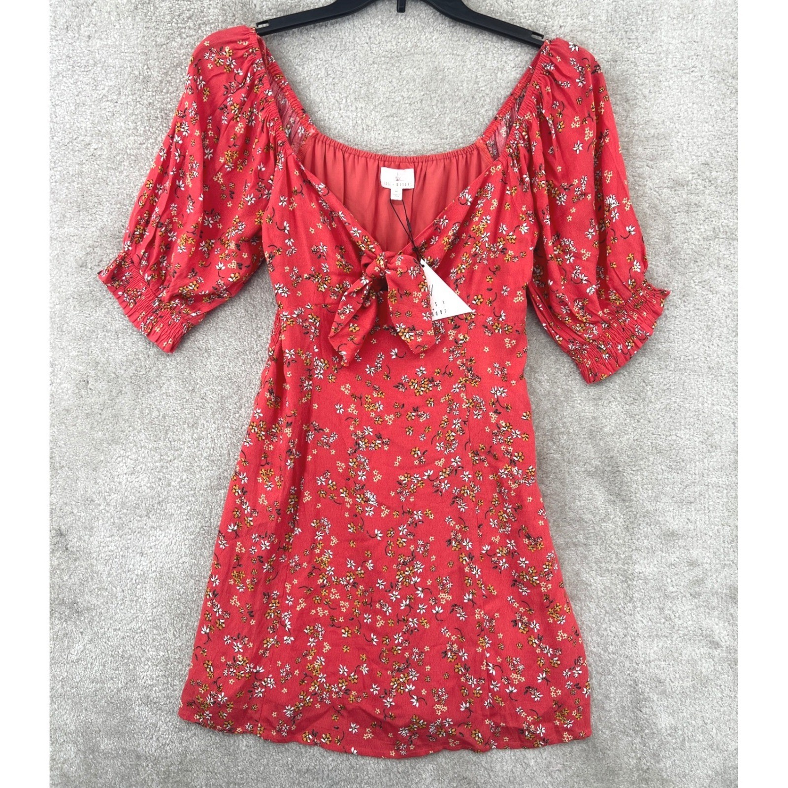 Lost + Wander Floral Smocked Mini Dress Womens M Boho Cottagecore Prairie