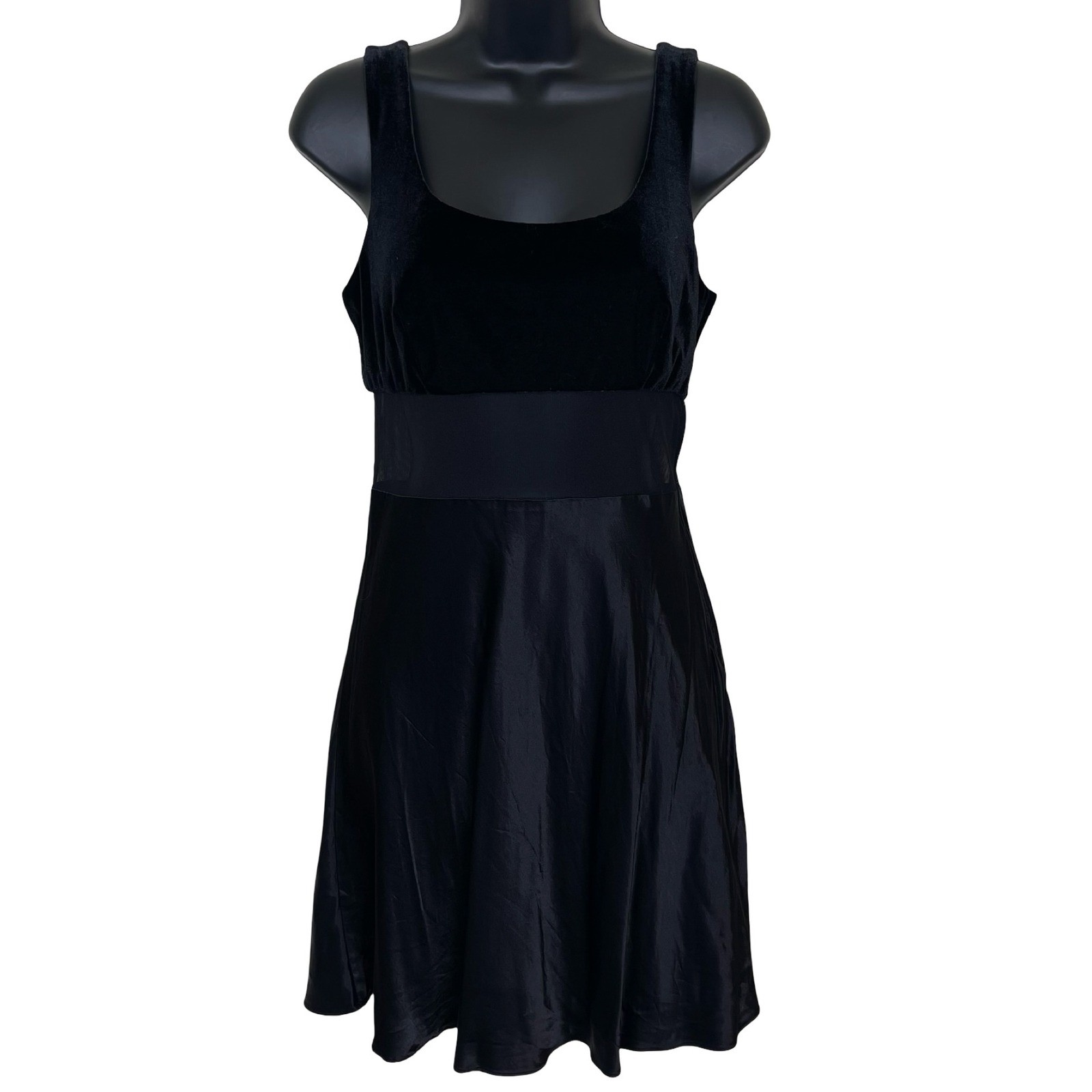 Zum Zum Black Velvet Satin Skater Dress 11/12 Sheer Mesh 90s Y2K Whimsigoth