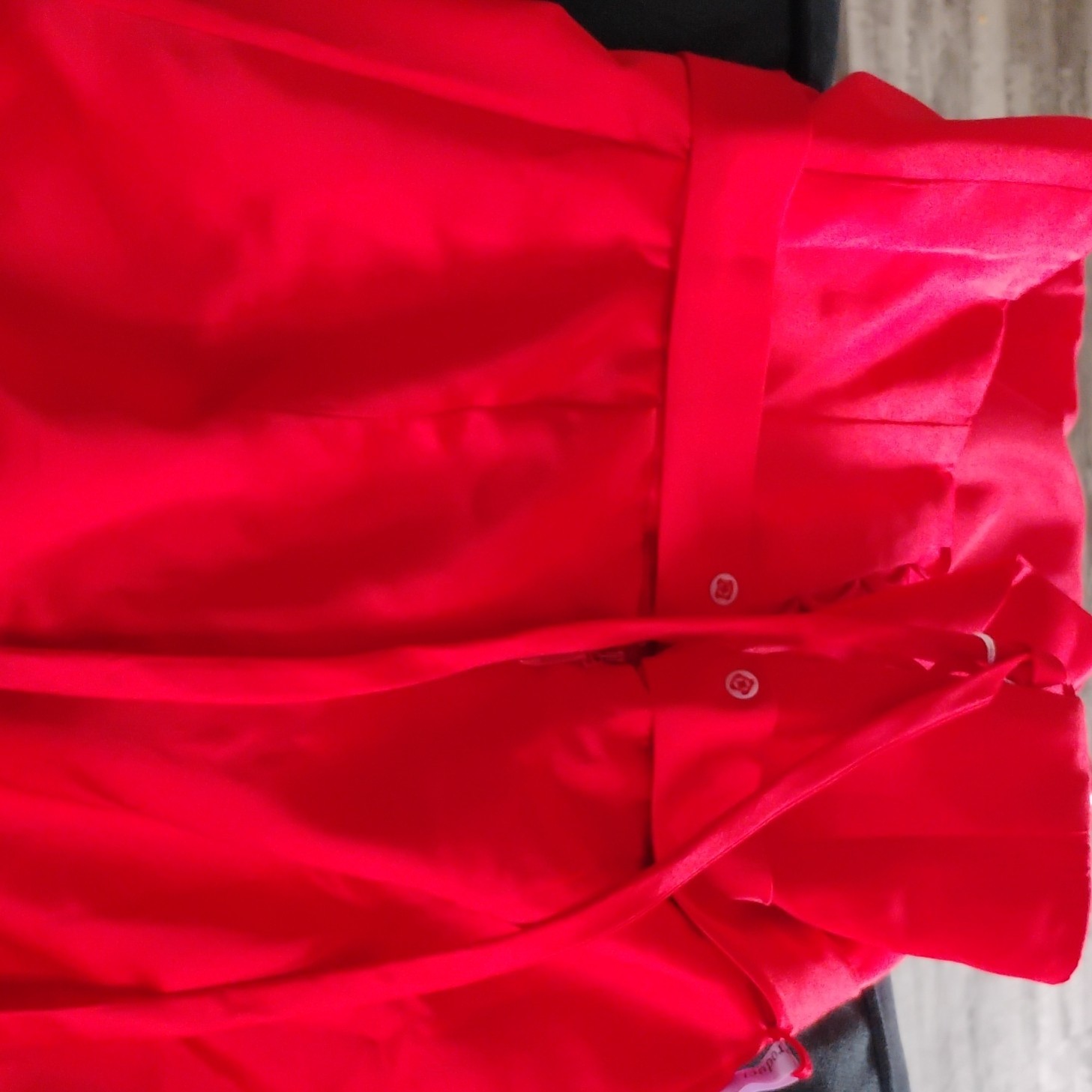 Red Sheath Midi Dress Bow Accent Button Closure Sleeveless Strappy Size S