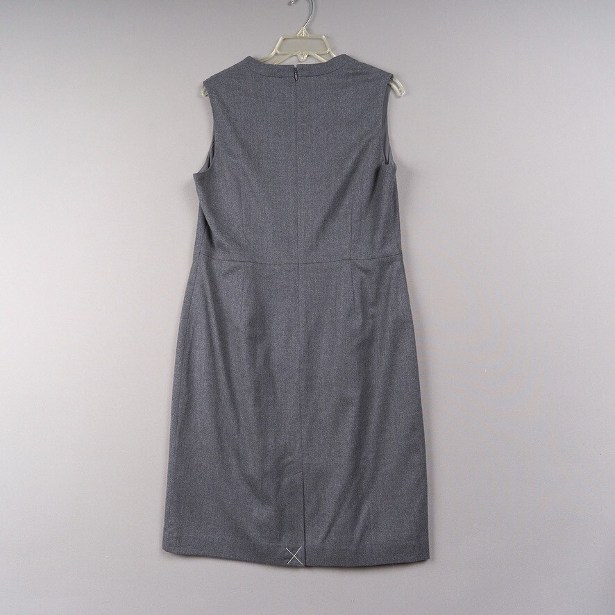 Talbots Sheath Dress Women 12 Gray Wool Sleeveless Stretch Lined