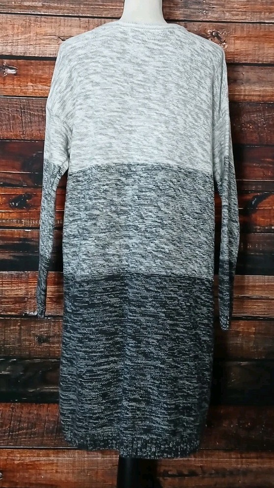 Old Navy Tunic Sweater Dress XL Gray Gradient Colorblock Marled Cable Knit