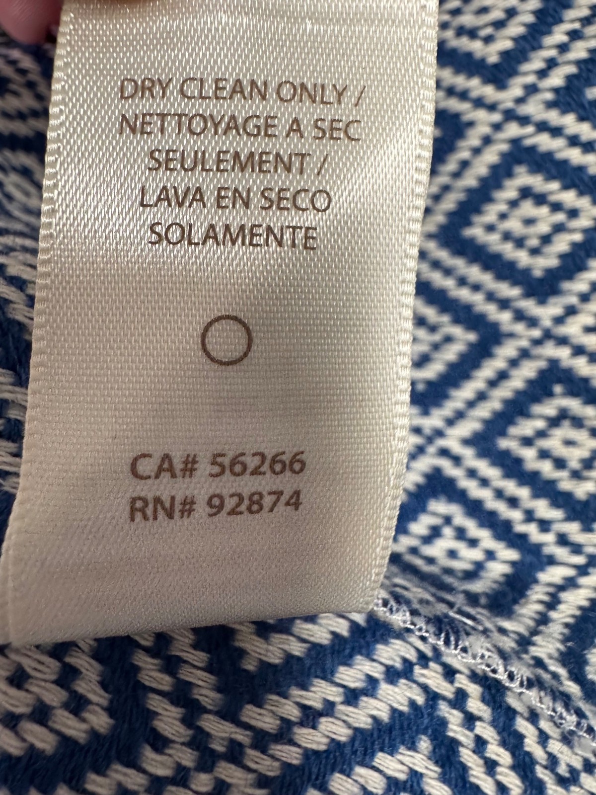 Ella Moss Blue White Diamond Print Strapless Dress S Fit & Flare Cotton Blend