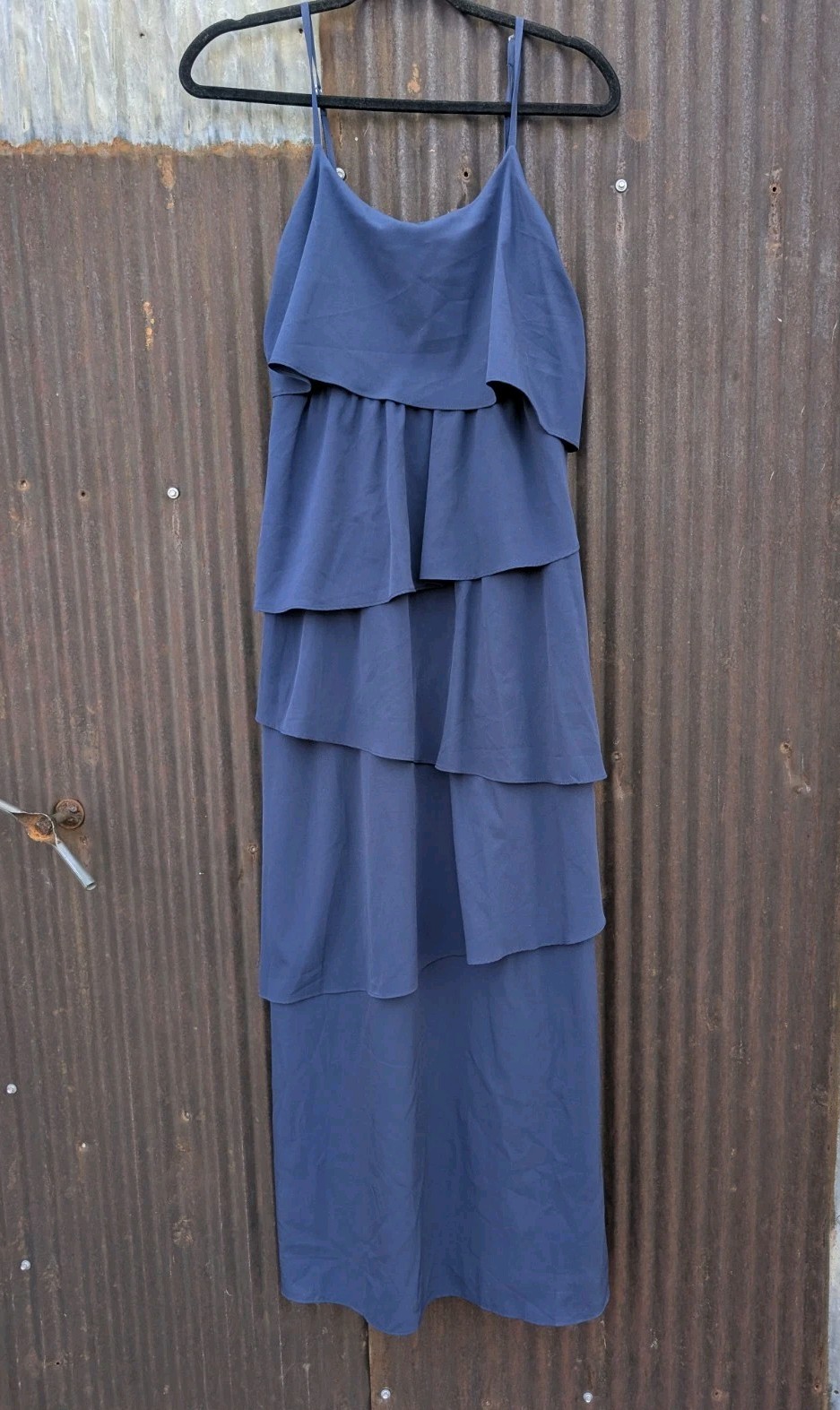 Old Navy Tiered Maxi Dress Women Small Navy Fairy Flowy Romantic Minimalist