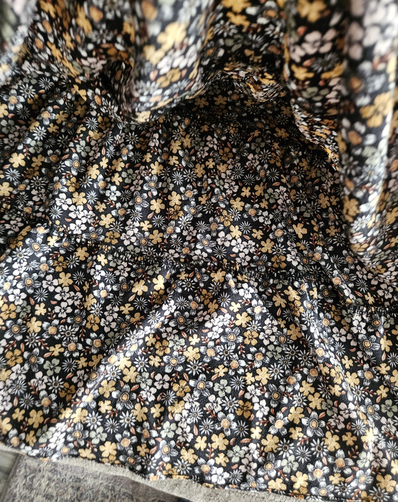 Max Studio Brown Black Floral Ruffle Maxi Dress VNeck Large Nordstrom New NWT!👗
