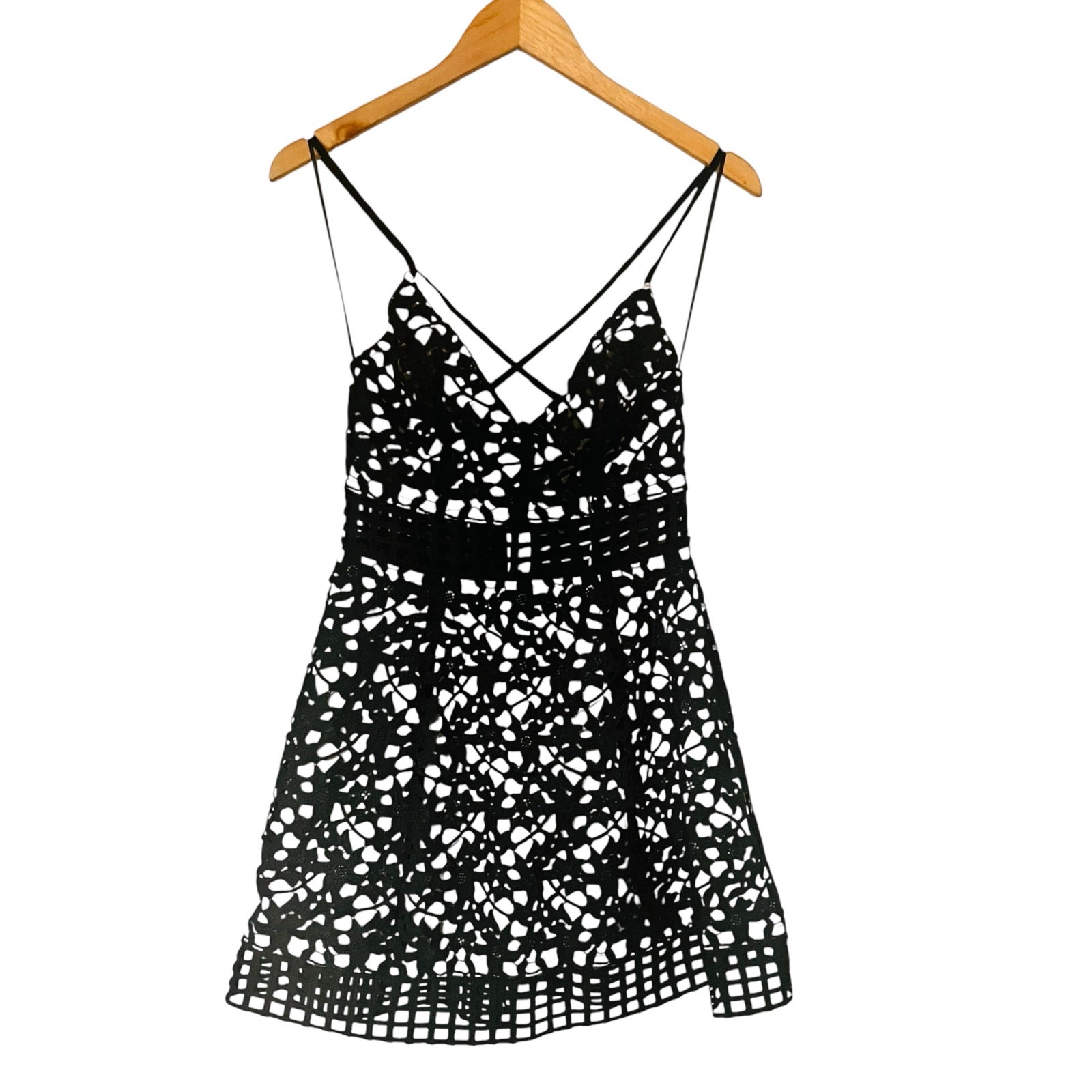 Olivaceous Guipure Lace Spagetti Strap Dress Size M Medium NWT Black