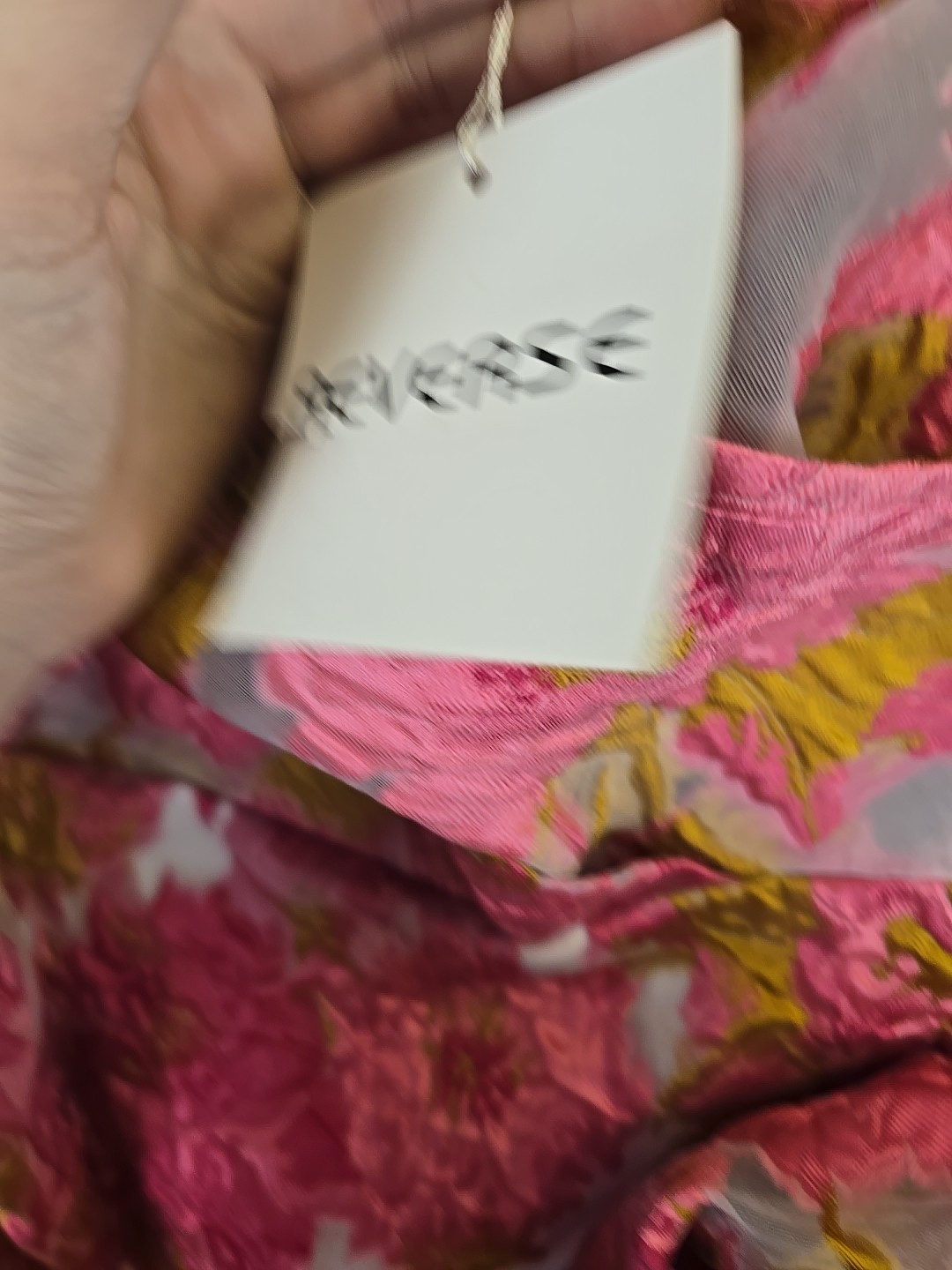 NWT REVERSE Womens Organza One Shoulder Pink Floral Print Dress Sz 12
