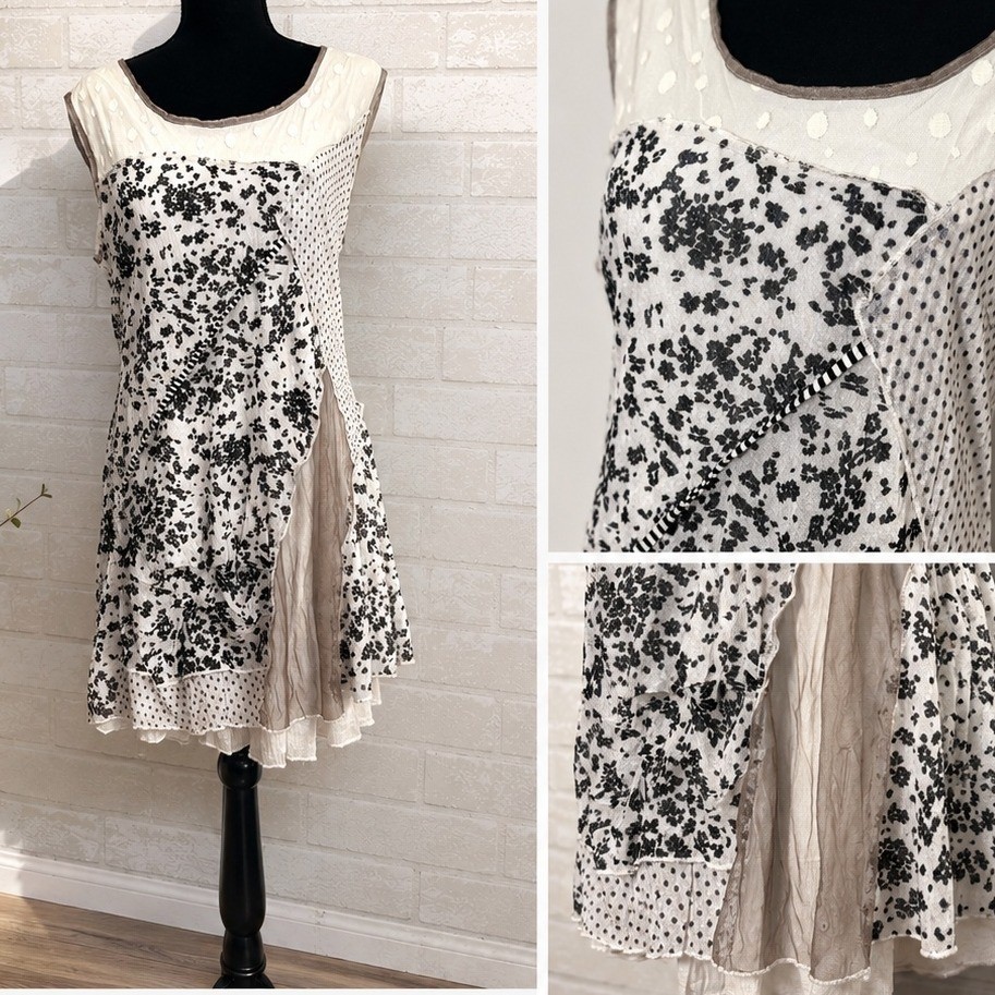 Fleur de Lis Mixed Media Dress Large Boho Whimsigoth Indie Sleaze Fairy Grunge