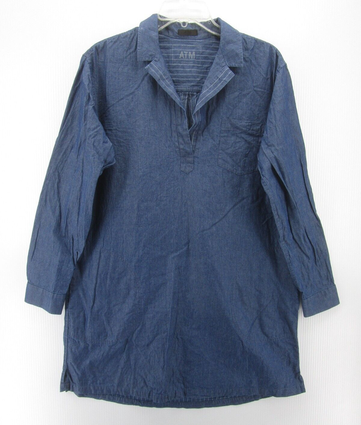 ATM Anthony Thomas Melillo Dress Women Medium Blue Chambray Pullover Shirt