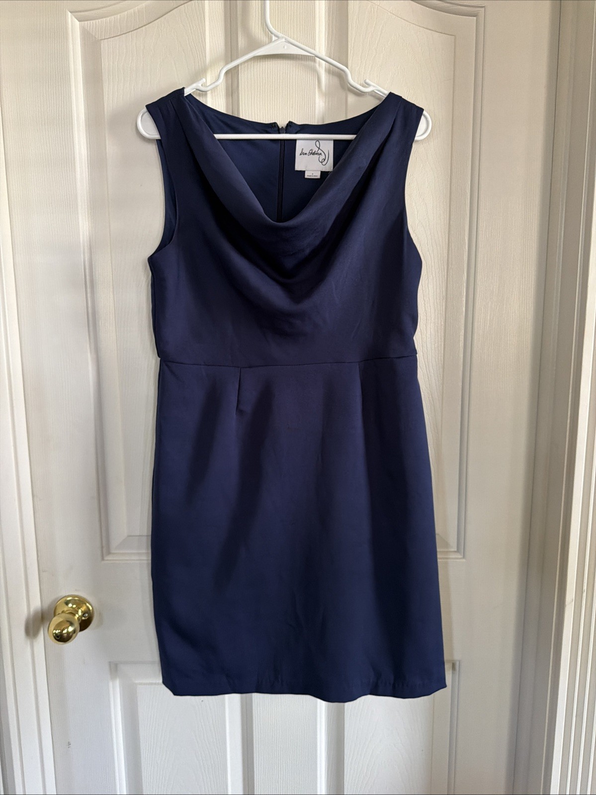 Sam Edelman Womens Dress 6 Navy Blue Sheath Business Casual Cowl Neck Lined New