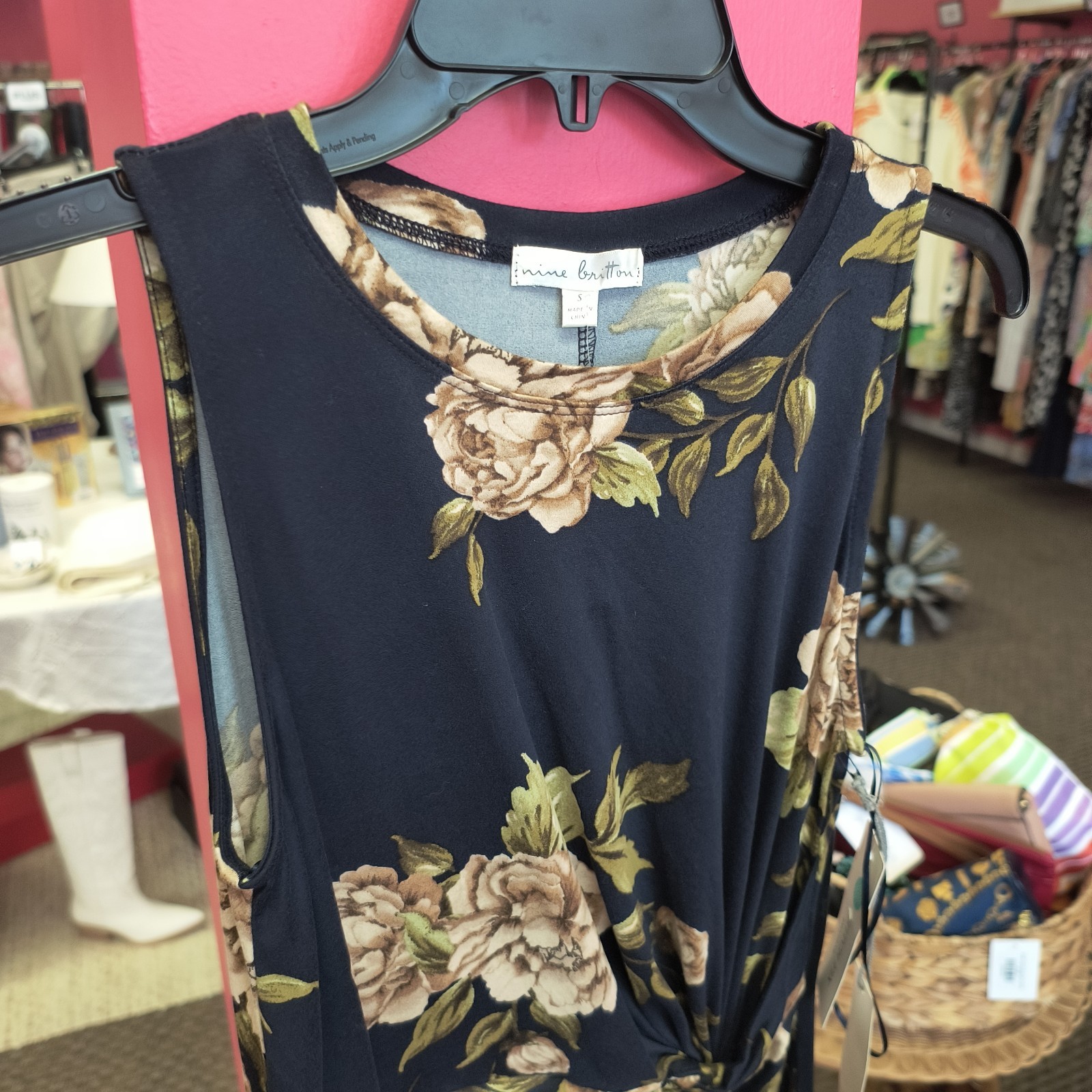 NWT Nine Britton Faux Wrap￼ Dress Stitch Fix Woman S Blue Floral Knit Sleeveless