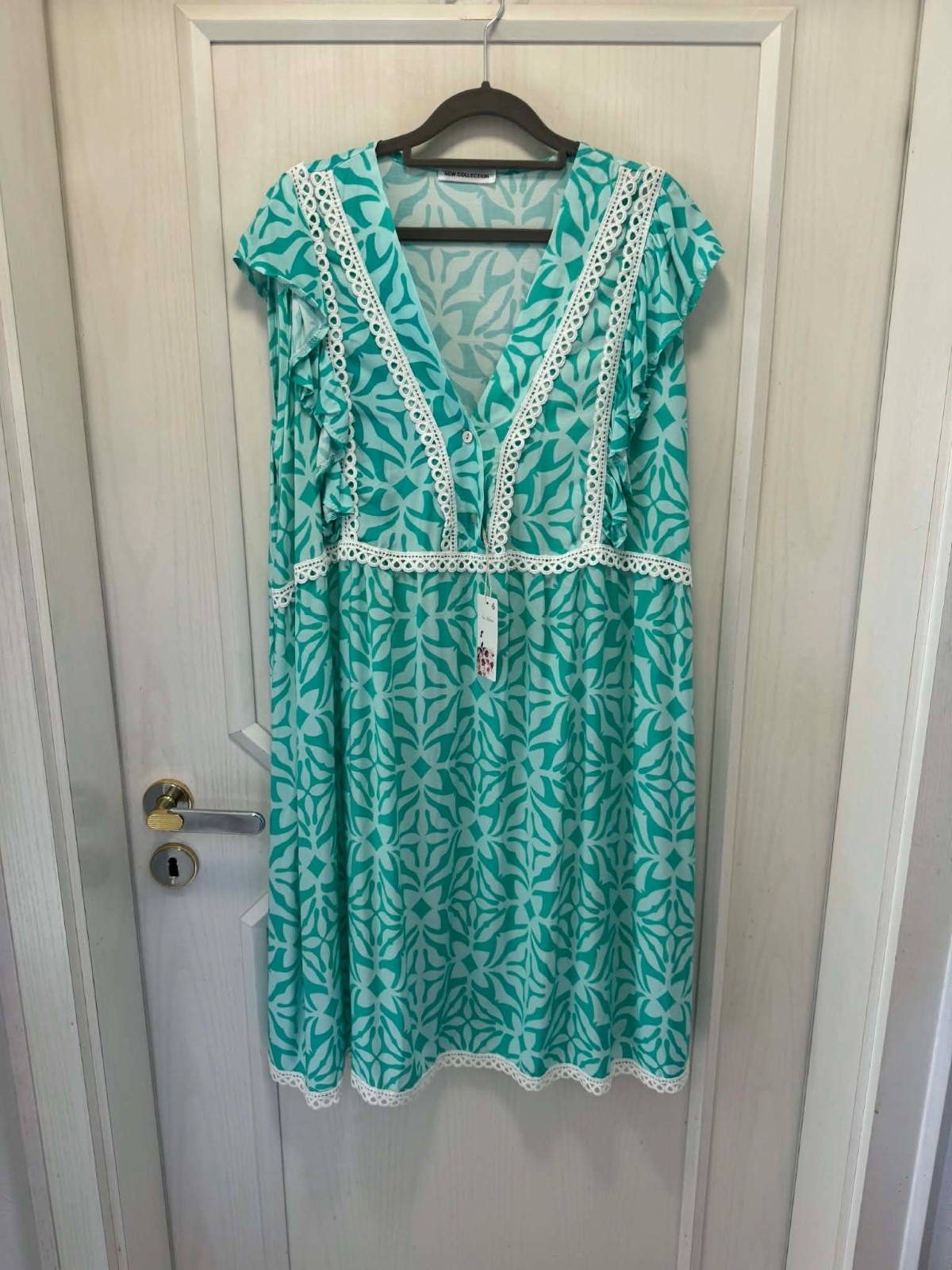 New-light dress “lace ornaments” VA, sleeveless, A-line turquoise colorful 44/46