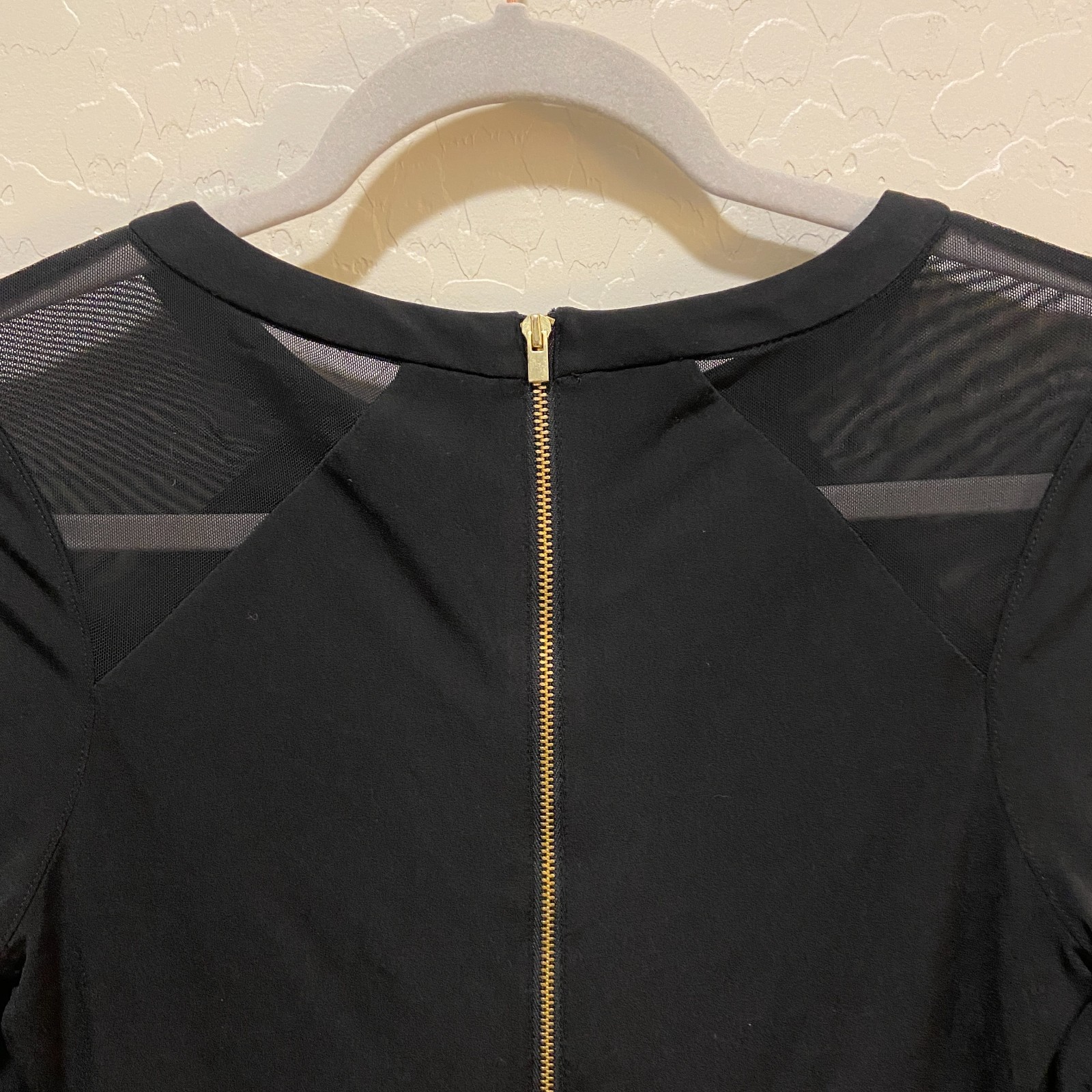 NWT Express Black Sheer Block Long Sleeve Bodycon Cocktail Party Dress Women’s S