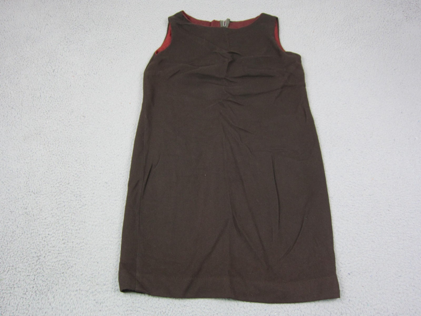 True Vintage Mod Dress Womens Large Brown Wool Knit Shift Office Midi 60s 70s