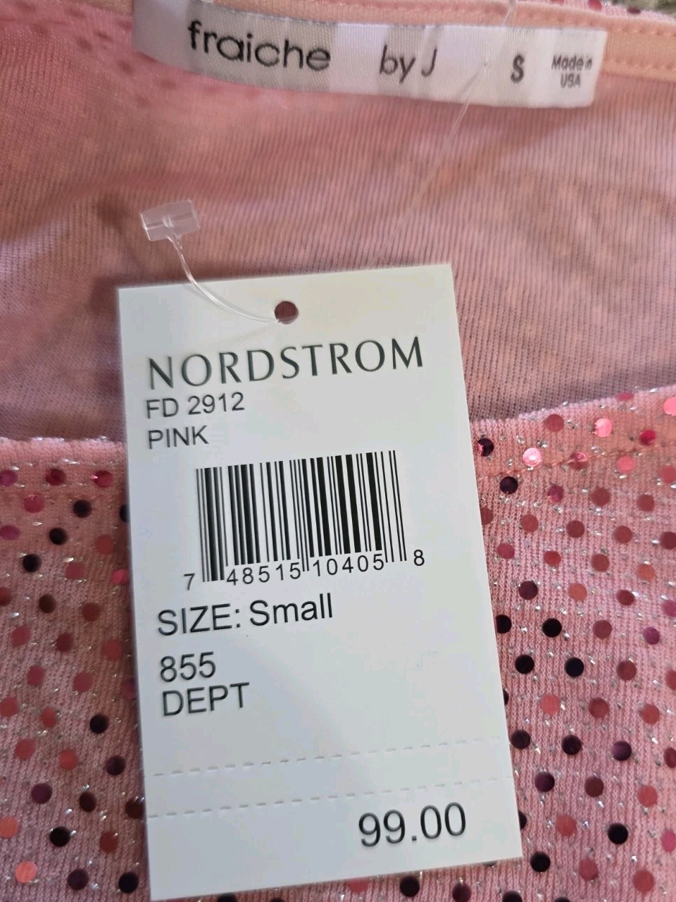 NEW Fraiche By J Sparkle Pink GLITTER Knee Length Party Dress Long Sleeve SZ SM