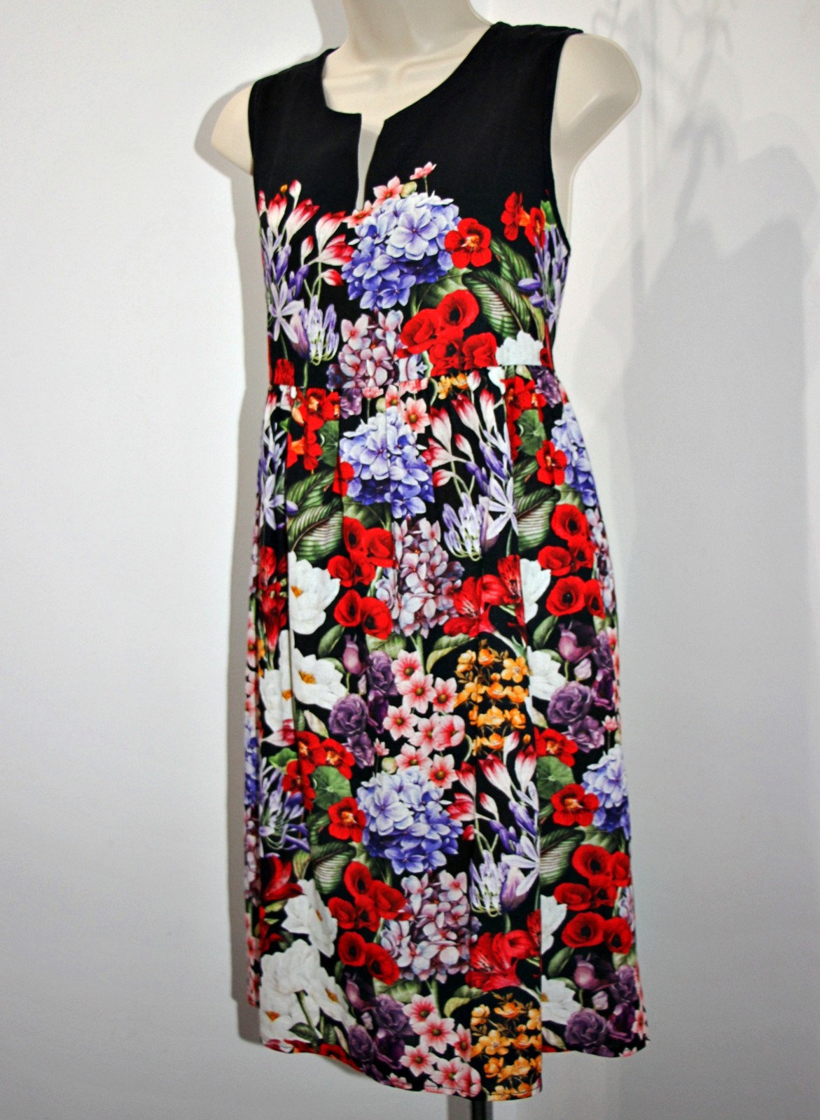Le Ragazze Linen Blend 40″Long Empire Waist Sleeveless Floral Dress sz XL