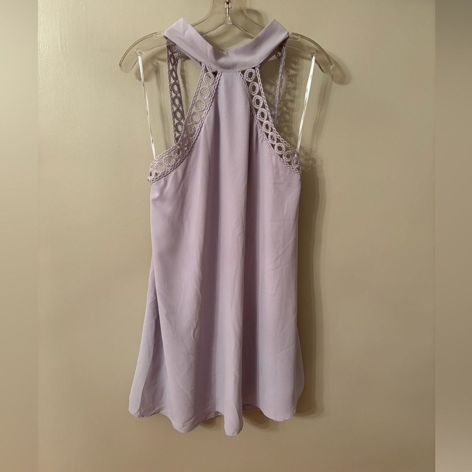 LULUS SIZE LARGE LAVENDER ANY SWAY, SHAPE OR FORM LACE HALTER DRESS