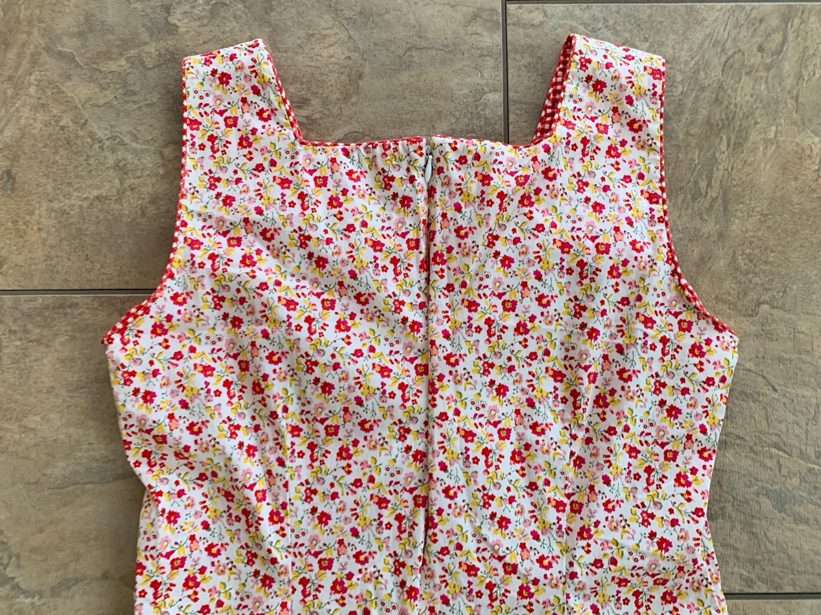 Amanda Smith Shift Dress 8 Floral Sleeveless Retro Cotton Red Pink Yellow White