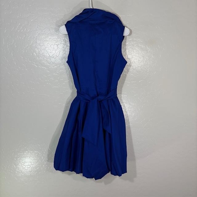 Samuel Dong Dress Womens Medium Blue Solid Cowl Neck Bubble Hem Party Sleeveless