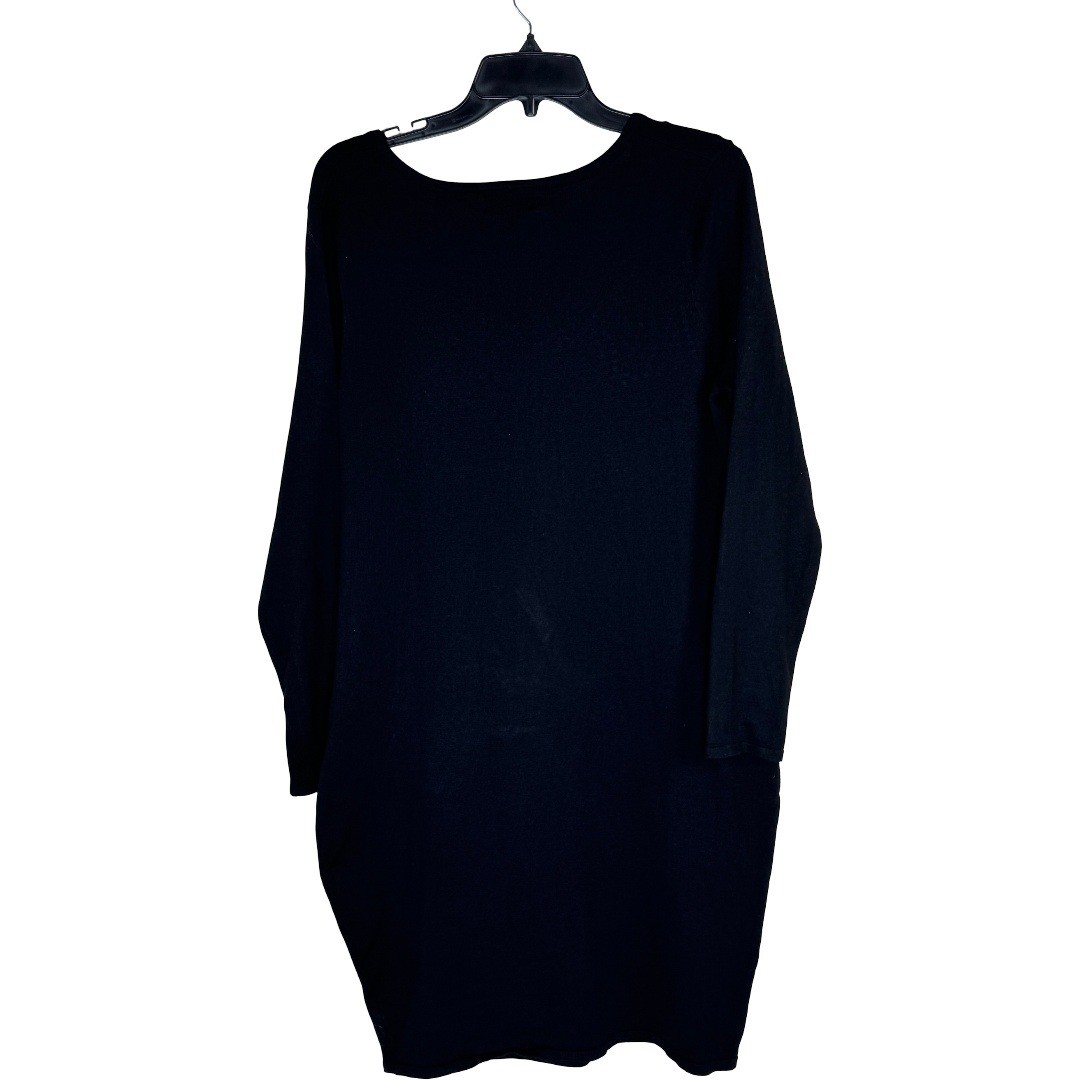Say What Womens 2X Black Rhinestone Embellished V-Neck Sweater Dress Tunic NEW