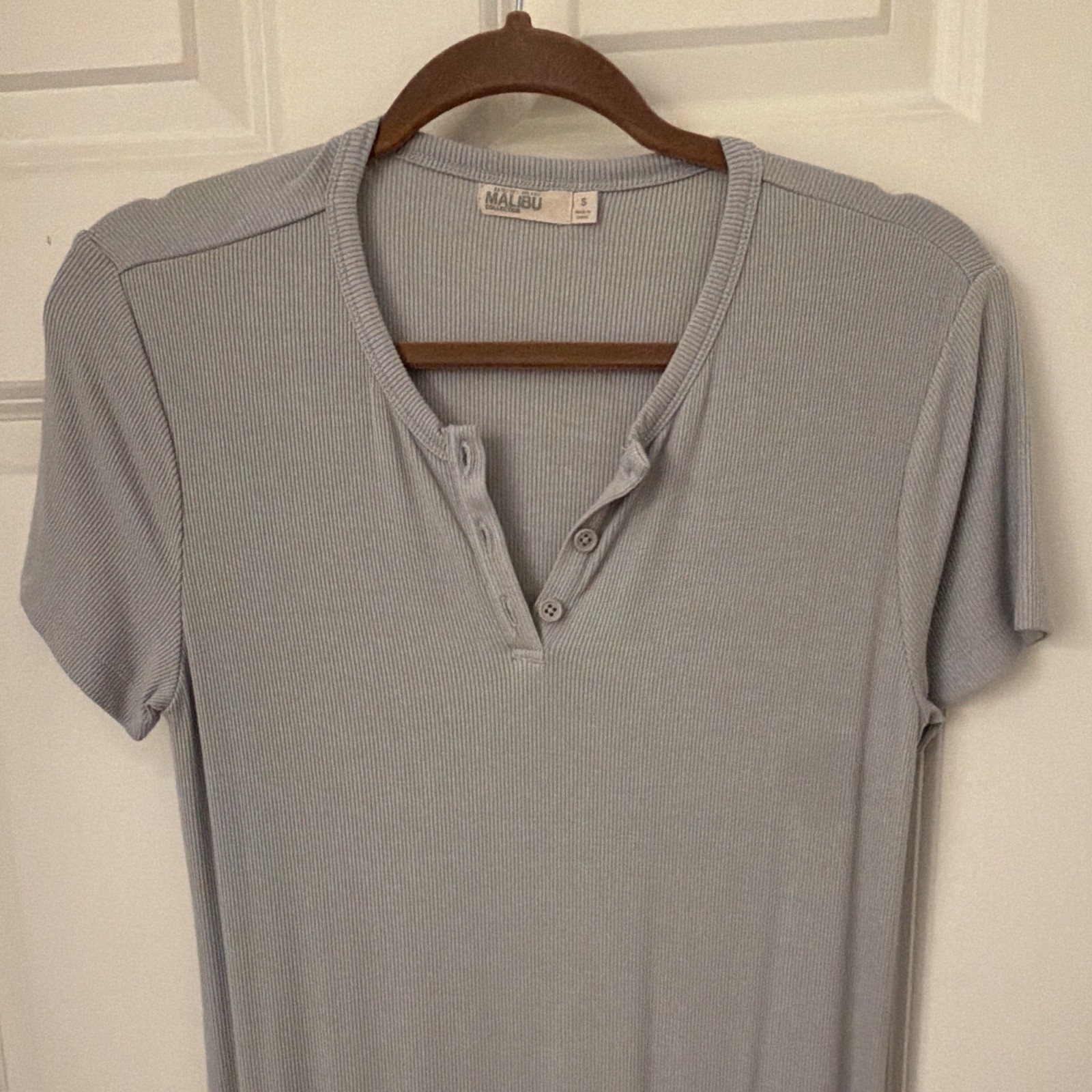 Barefoot Dreams Knit Henley T-Shirt Dress Short Sleeve Button Placket Women’s S