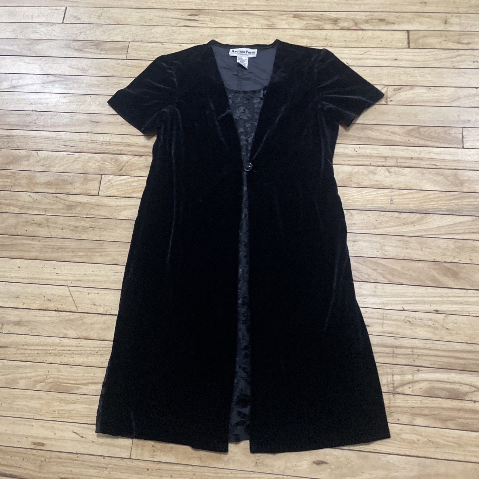 Another Thyme Dress Witchy Black Velvet women 14 Fairy WhimsyGoth vtg 90s Velour