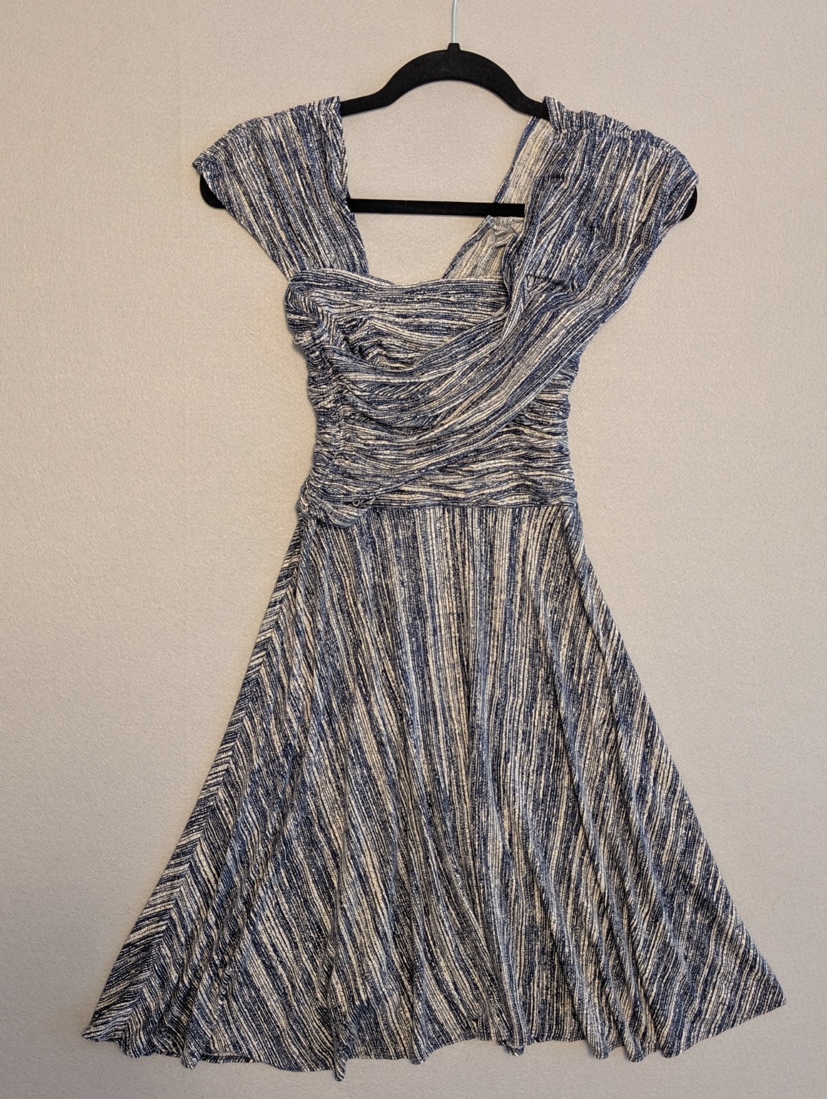 Anthropologie Plenty By Tracy Reese Drape Dress Womens S Blue White Asymmetric