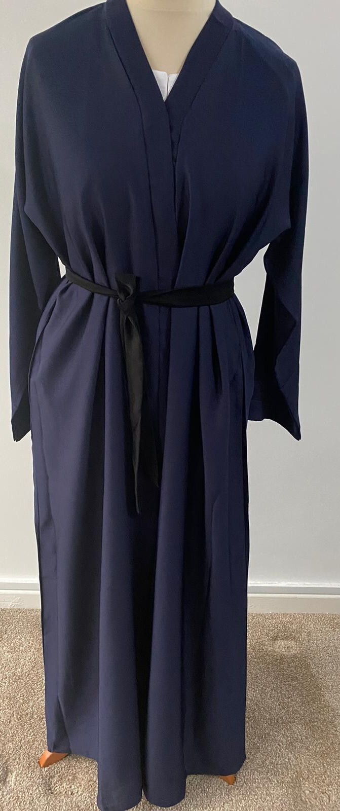 Ladies Premium Quality Kimono Nada Open Abaya Long Maxi Dress Dubai NAVY-Size 60