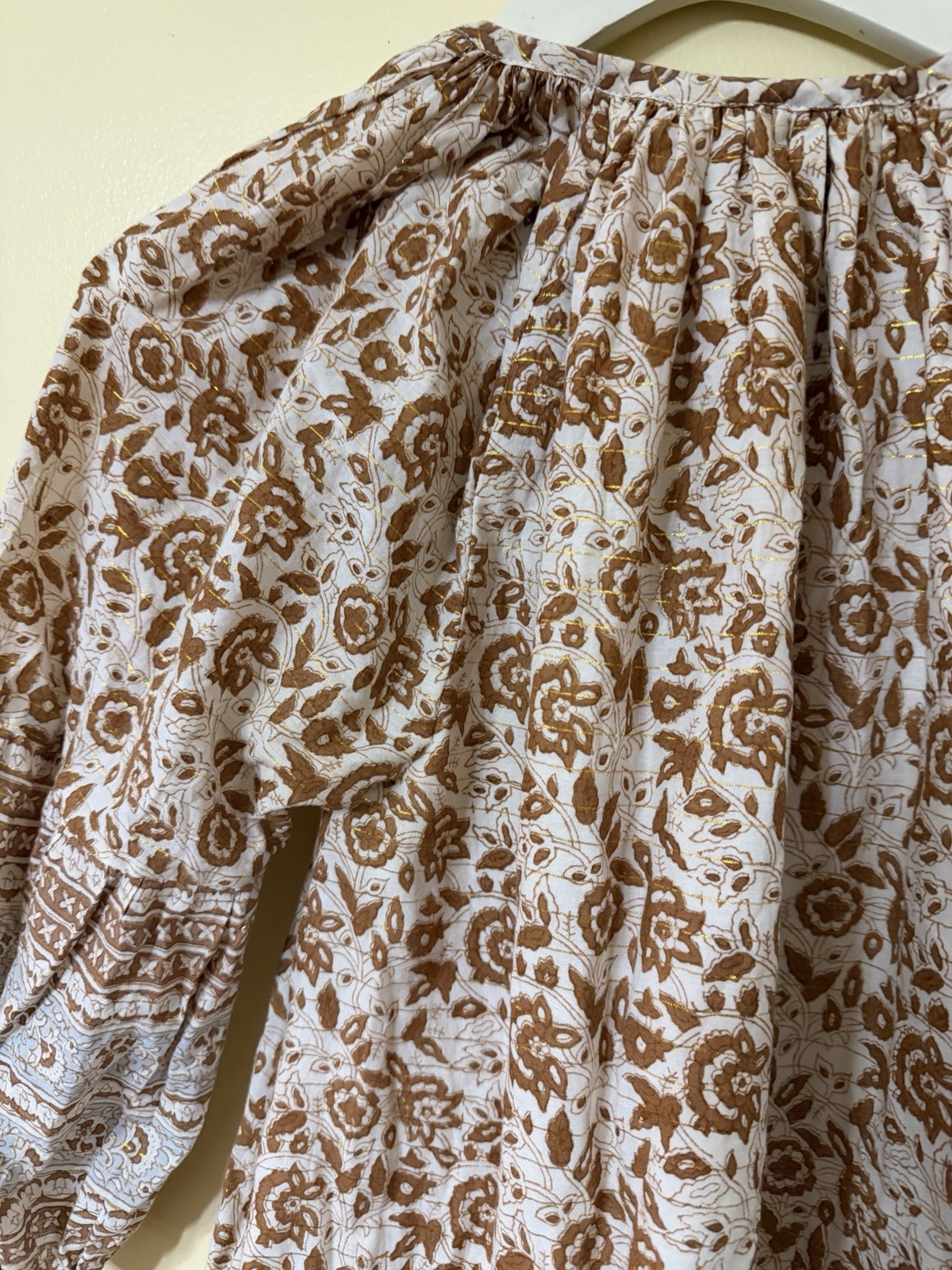 Cleobella Rosy Mini Dress XS Tamil Block Print Blouson Sleeves Cottagecore Boho