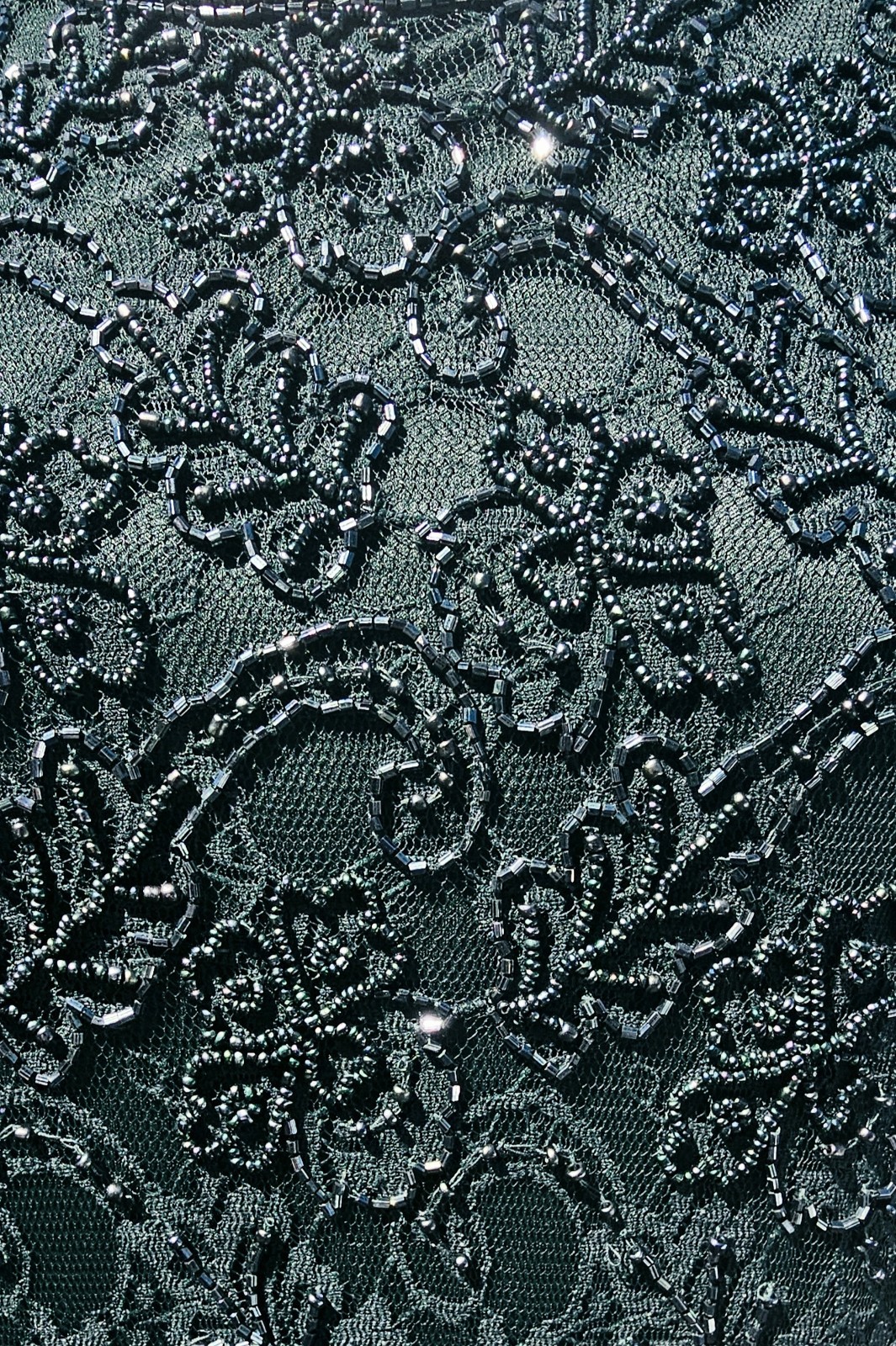 Vintage Brilliante By J.A. 80’s Glam Sequin Lace Green Beaded Dress Sz LP