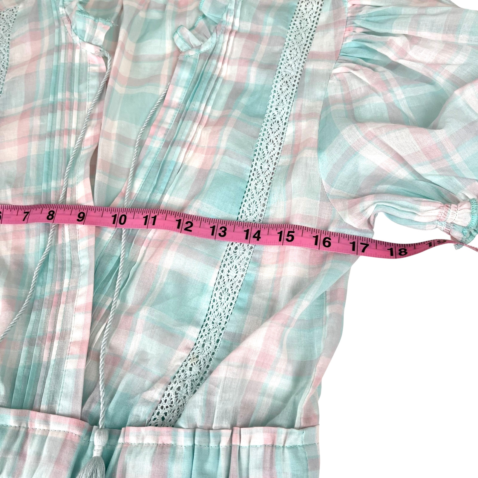 Mable Pastel Plaid Tiered Mini Dress Cotton Cottagecore Coquette Sz S NWT