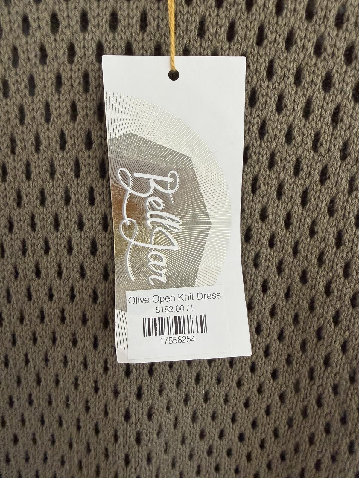 NWT Ali Golden 100% Cotton Olive Open Knit Midi Dress Sz L Beach Summer Boho