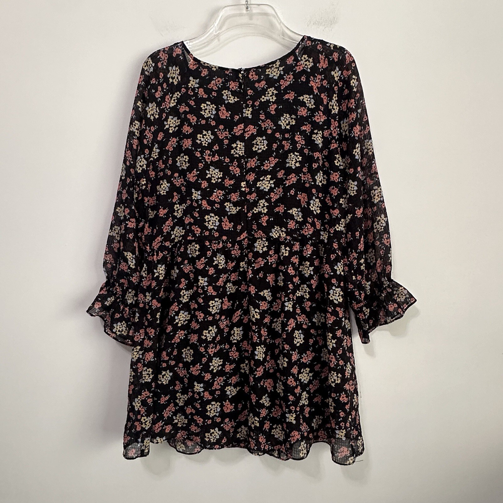 Free People Doll Pants Floral Mini Tunic Dress 10 3/4 Sleeve Lined Short Boho