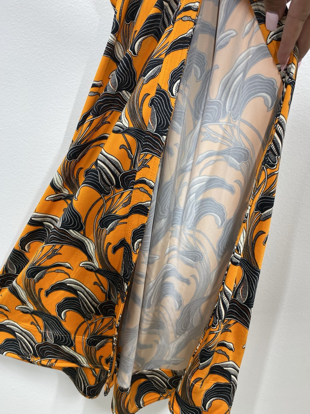 PACO RABANNE Orange Flower Printed Short Sleeve Collared Maxi Dress Size 38 NSC
