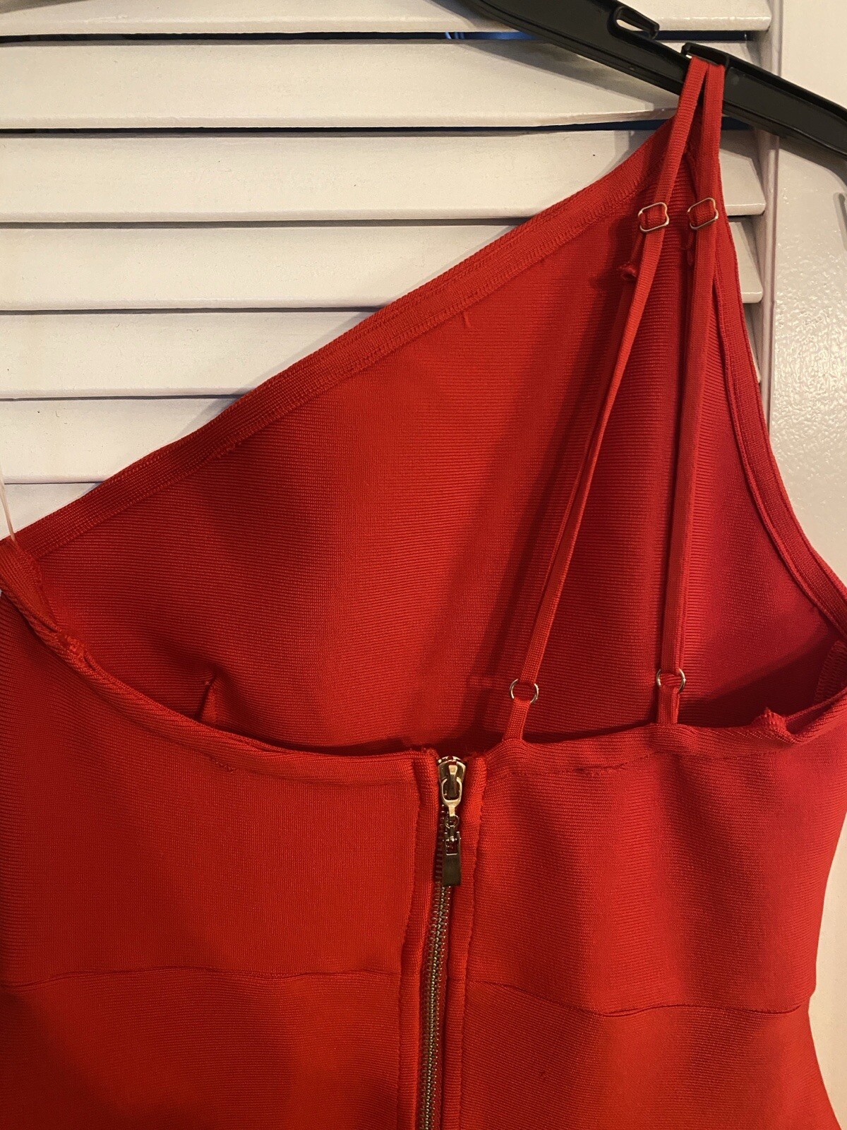 SHEIN ADYCE Double Strappy One Shoulder Bodycon Dress RED Size M