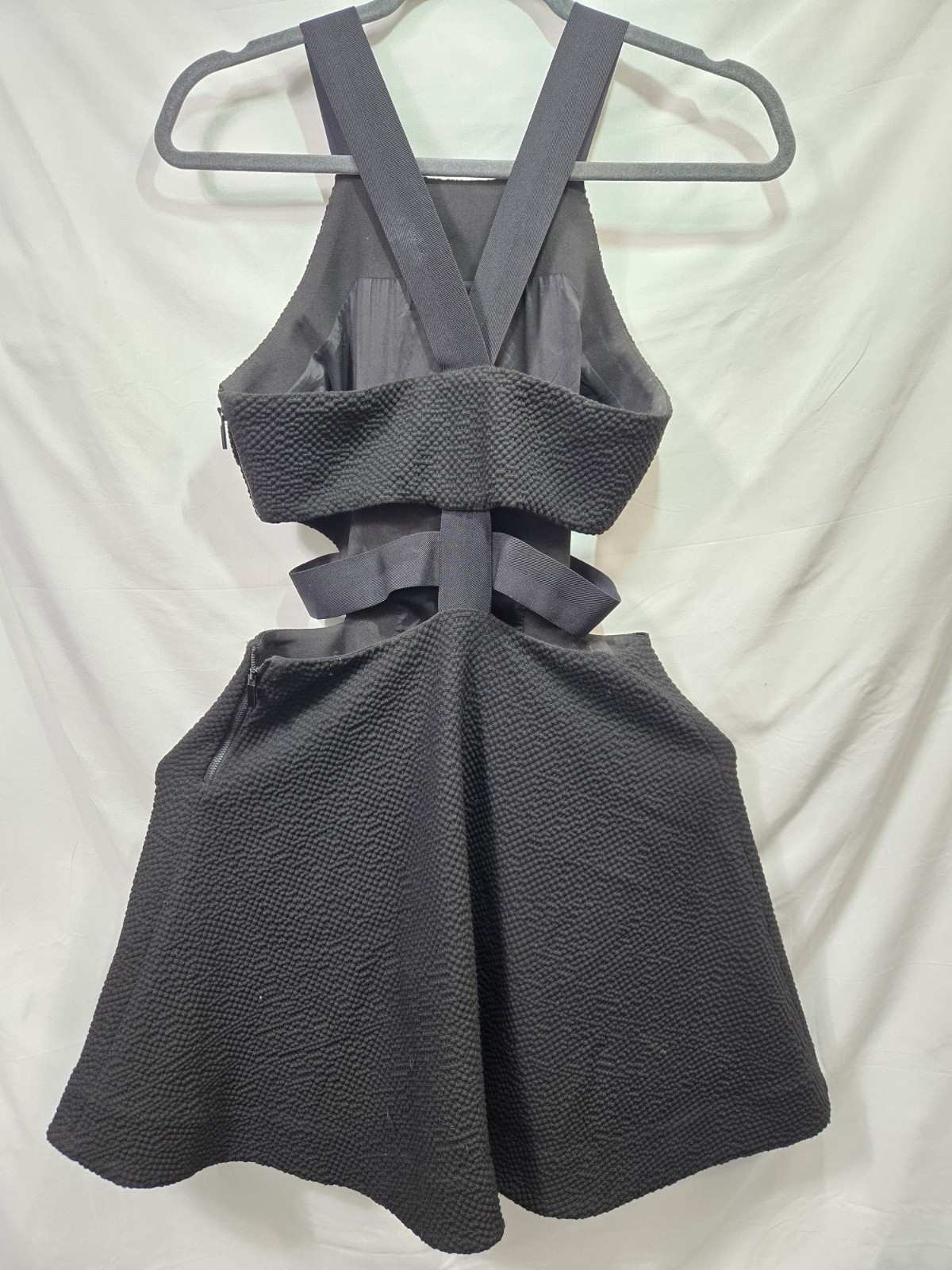 Elizabeth and James Black Fit & Flare Mini Dress 2 Square Neck Cutout Lined