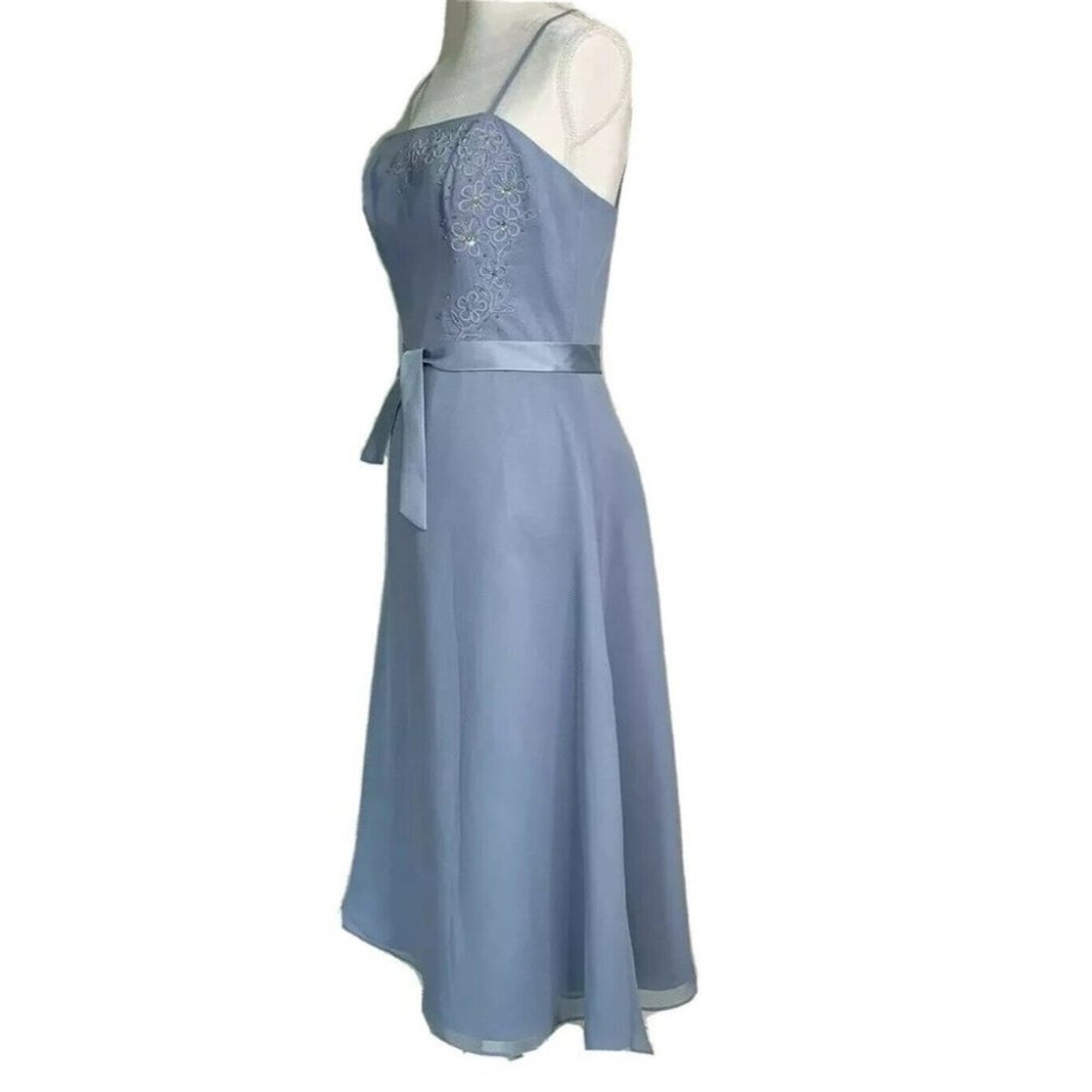 Da Vinci A Line Spaghetti Strap chiffon evening dress light blue sz 10