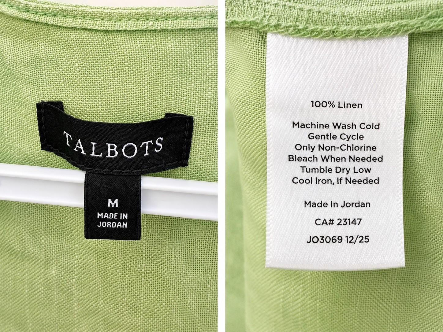 Talbots Linen Bouquet Green Button Down Shirt Dress Quiet Luxury Minimalist